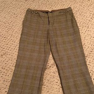 Pants, brown with hints of green strips and zipper in the front, From Target